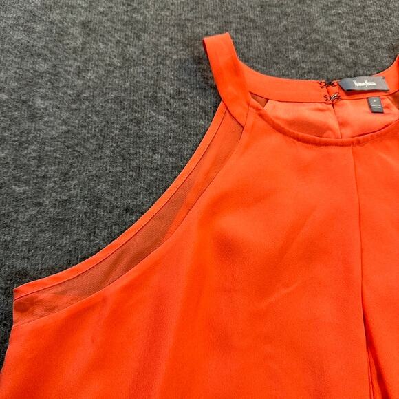 Neiman Marcus Tank Top Womens Large Bright Peach Sleeveless Halter Layered Crepe - Picture 9 of 9